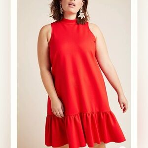 New Maeve 1X Plus Alissa Swing Pullover Red Sleeveless Party Mock Neck Dress